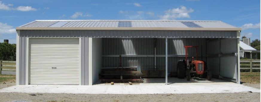 custom rural open bay shed steel shed white clad